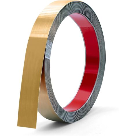 Bande Décorative Acier Inoxydable - 1 Rouleau - Doré - Adhésif Miroir 8K - Pour Murs Et Cadres - 6M x 20MM (1/5)