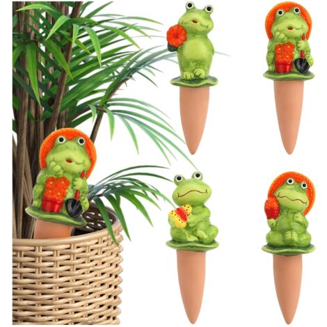 Cône D'arrosage - 4 Pièces - Terre Cuite - Distribution Automatique - Plantes Intérieur Et Balcon - Design Grenouille 16,5 Cm (1/5)
