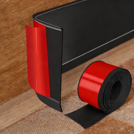 Plinthe PVC Autoadhésive - 2M x 10CM - Noir - Flexible - Protection Mur et Sol - Cuisine Salle de Bain (1/5)