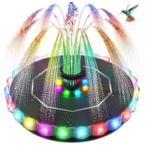 Fontaine Solaire Flottante - 1 Unité - Verre Et Plastique - Lumière LED RGB - Pour Bain D'oiseaux Et Bassin - 3,5W (1/5)