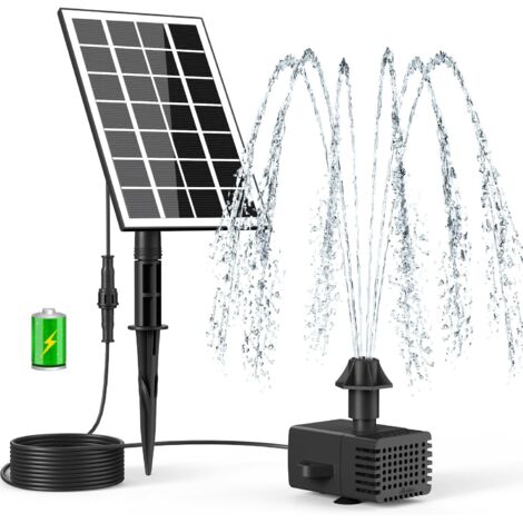 Fontaine Solaire - 1 Unité - Verre - Pompe 3.5W Avec Batterie - Pour Étang Et Jardin - Câble 5 Mètres
