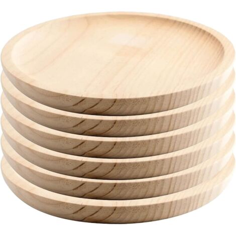Planche En Bois Ronde - Lot De 6 - Pin Naturel - Fromage Et Poulpe - Cuisine Et Loisirs Créatifs - Diamètre 24 Cm