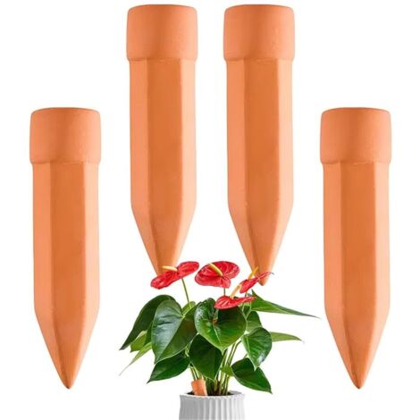 Cône Arrosage - Lot de 4 - Terre Cuite - Auto-irrigation - Plantes Intérieur Extérieur - 17 x 5,5cm (1/5)