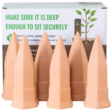 Cône Arrosage - Lot de 6 - Terre Cuite - Auto-irrigation - Plantes Intérieur Extérieur - 12,8x4,8cm (1/5)