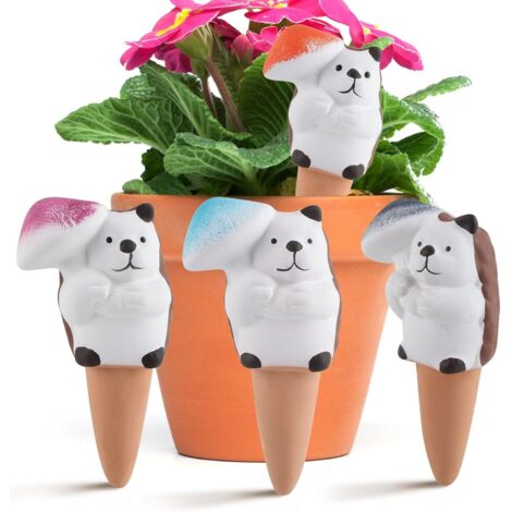 Cône D'arrosage En Argile - Lot De 4 - Terre Rouge - Irrigation Automatique - Plantes En Pot Et Jardin - Formes Animées (1/5)