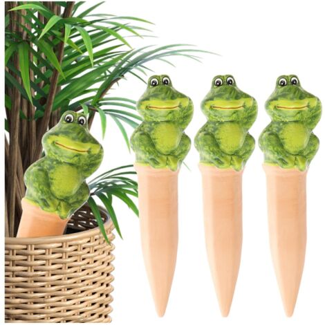Cône D'arrosage Automatique - Lot De 3 - Terre Cuite - Forme Grenouille - Pour Plantes Intérieures Et Pots - 22 Cm (1/5)
