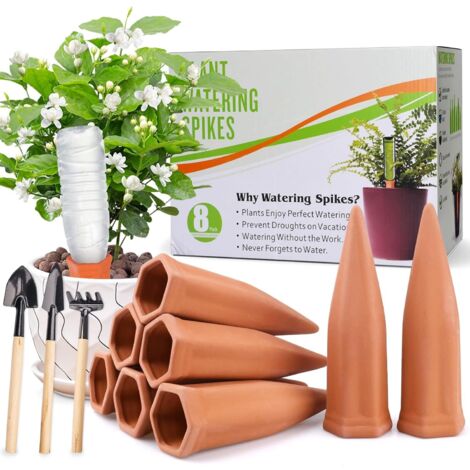 Cône D'arrosage - 8 Pièces - Terre Cuite - Irrigation Goutte À Goutte - Plantes En Pot Et Jardin - 18cm (1/5)