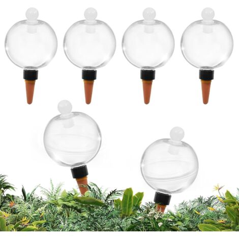Boule D'irrigation - Lot De 6 - Céramique Et Polypropylène - Auto-arrosage 500 Ml - Intérieur Et Extérieur - Transparent (1/5)