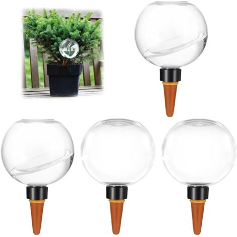 Boule Irrigation - Lot de 4 - Céramique et PP - Auto-arrosage 500ml - Intérieur Extérieur Jardin - Transparent (1/5)