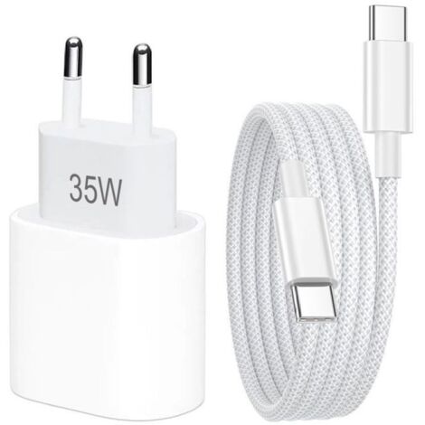 Chargeur Rapide 35W - USB-C - Compatible iPhone 17/16/15 - Câble 1M - Protection Surtension (1/5)