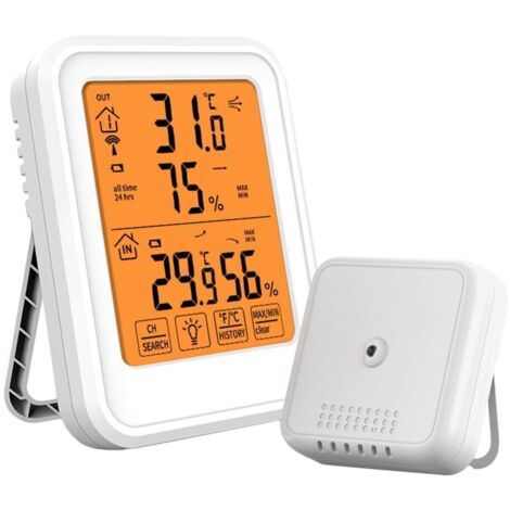 Station météo sans fil avec capteur extérieur,radio-réveil numérique DCF sans fil, thermomètre, hygromètre intérieur/extérieur, thermomètre d'ambiance,humidité,prévisions météo et affichage de l'heure (1/5)