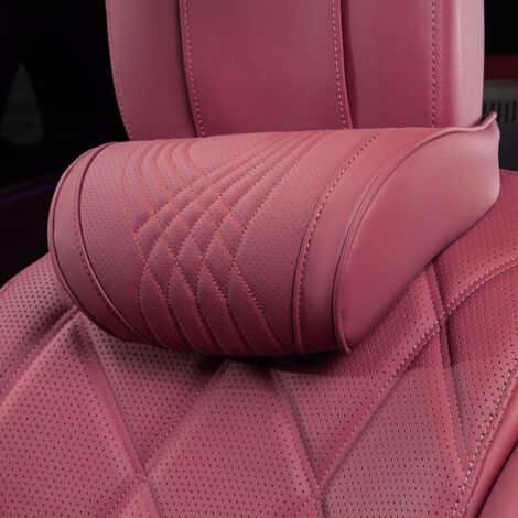 Coussin Appui-Tête Voiture - 1 Pièce - Mousse Mémoire Et Cuir - Soutien Cervical Ergonomique - Siège Auto Universel - Rouge (1/5)