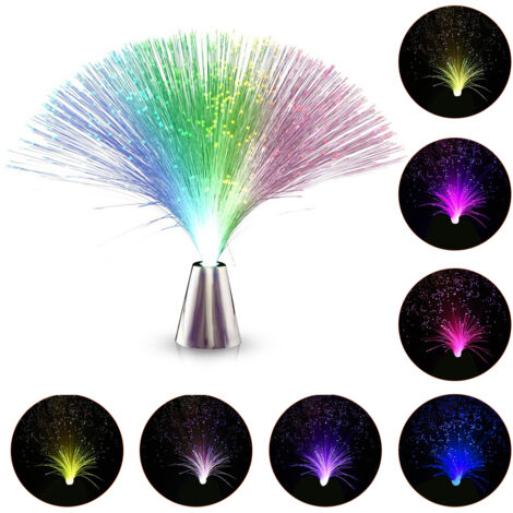 Lampe veilleuse LED à fibre optique romantique et lumineuse à changement de couleur. (1/5)