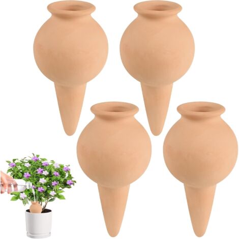 Cône D'arrosage - 4 Pièces - Terre Cuite - Irrigation Automatique 100ml - Plante Intérieur Extérieur - Pour Vacances