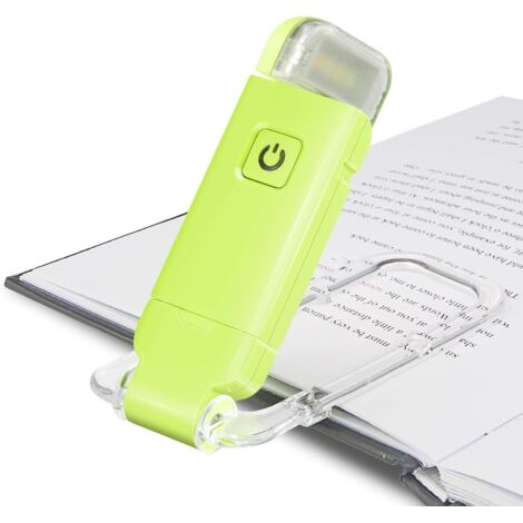 Lampe de lecture LED - 1 unité - Vert - Rechargeable USB - 3 modes luminosité - Pour livres et liseuses (1/5)