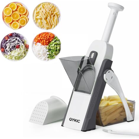 Mandoline Cuisine 5 en 1 - Coupe Légumes Inox - 8 Réglages Épaisseur - ABS Antidérapant - Frites Salades - Gris 36,8 cm (1/5)
