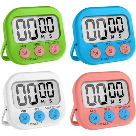 Minuteur De Cuisine - 4 Pièces - Plastique ABS - Écran LCD - Magnétique Et Pliable - Pour Cuisson Et Sport (1/5)