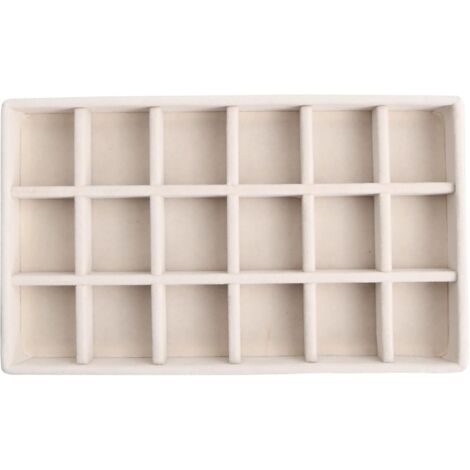 Plateau À Bijoux - 18 Grilles - Velours Et MDF - Compartiments Ajustables - Rangement Bague Et Boucle D'oreille - Noir (1/5)
