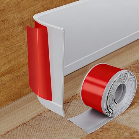Plinthe Souple PVC Autoadhésive - 5M x 10CM - Gris - Bande Décorative Flexible - Protection Mur et Sol - Cuisine Salon Salle de Bain (1/5)