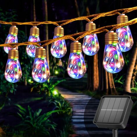 Guirlande Lumineuse Solaire - 16 Ampoules - Vintage - 8 Modes - Jardin Terrasse Balcon - 8 Mètres Multicolore (1/5)