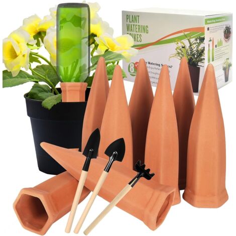 Ollas Terre Cuite - Lot de 8 - Argile Naturelle - Arrosage Automatique - Plantes Intérieur Extérieur - Pour Bouteille Long Col