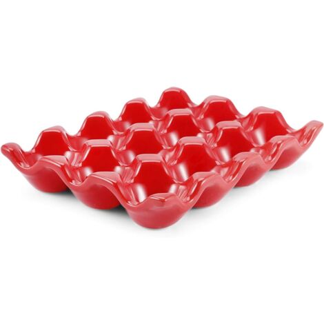 Support À Œufs En Céramique - Lot De 12 - Blanc - Rangement Antidérapant - Cuisine Et Réfrigérateur (1/5)