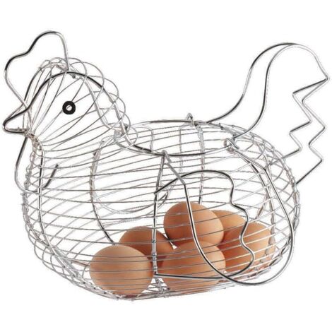 Panier À Oeufs Poulet - 1 Unité - Fil Métallique - Stockage Cuisine - Design Rustique - Noir (1/5)