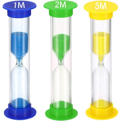 Sablier Enfant Lot de 3 - Acrylique 1min 2min 5min - Minuteur Visuel Éducatif - Jaune Vert Bleu - 9cm (1/5)