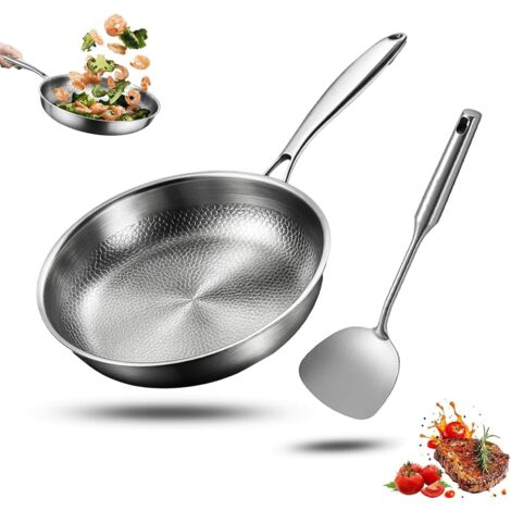Poêle En Titane - 1 Pièce - Sans Revêtement - Cuisson Saine Induction - Pour Gaz Et Céramique - 28 Cm