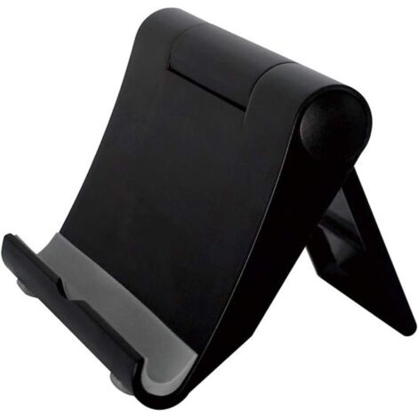 Support Téléphone Bureau - 1 Unité - Plastique ABS - Pliable 360° Ajustable - Pour Smartphone Et Tablette - Noir (1/5)