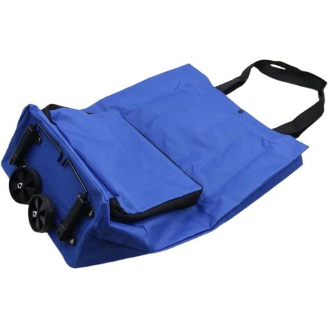 Sac Cabas À Roulettes - 1 Unité - Tissu Oxford - Pliable Et Imperméable - Courses Et Voyage - Bleu 40x48x14cm (1/5)