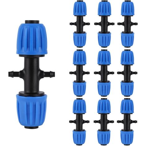 Connecteur Irrigation 4 Voies - 10 Pièces - Plastique Robuste - Réducteur 1/2 à 1/4 Pouces - Jardin et Serre - Bleu (1/5)