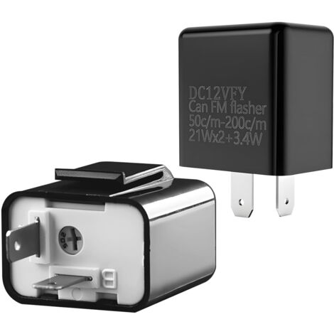 Relais Clignotant Moto - 2 Pièces - 12V - Fréquence Réglable - Compatible LED et Halogène - Noir (1/5)