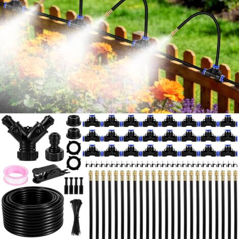 Système D'Irrigation Goutte À Goutte - 30M - PE Et Laiton - Buses 360° - Jardin Et Serre - Noir (1/5)