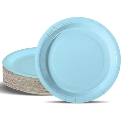 Assiettes En Carton - 50 Pièces - 23 Cm - Design Bleu Morandi - Résistantes - Pour Fêtes Et Pique-niques (1/5)