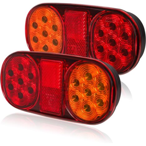 Feux Arrière LED - Lot de 2 - Polycarbonate - 12V 24V IP67 - Camion Remorque - 160x80mm (1/5)