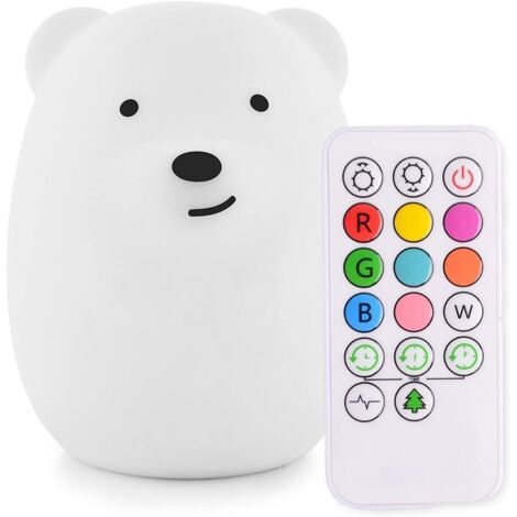 Veilleuse Ours - 1 Unité - Silicone - 9 Couleurs LED - Contrôle Tactile Et Télécommande - Chambre Enfant (1/5)