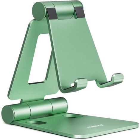 Support Téléphone - 1 Unité - Aluminium - Réglable Et Pliable - Bureau Et Voyage - Vert (1/5)