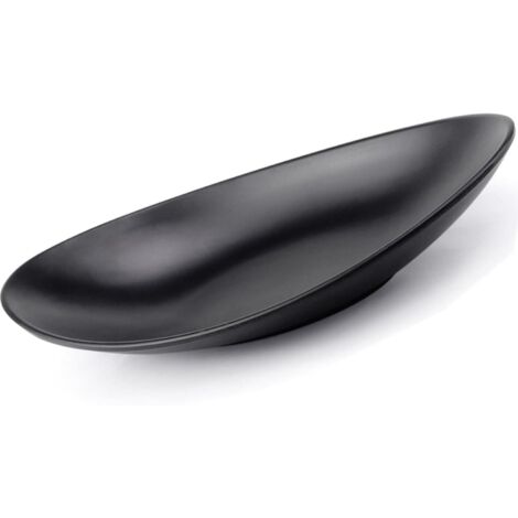Plateau Ovale Noir - 1 Pièce - Résine - Organisateur Clés et Bijoux - Entrée et Salle de Bain - 25x13,5x4,3 cm