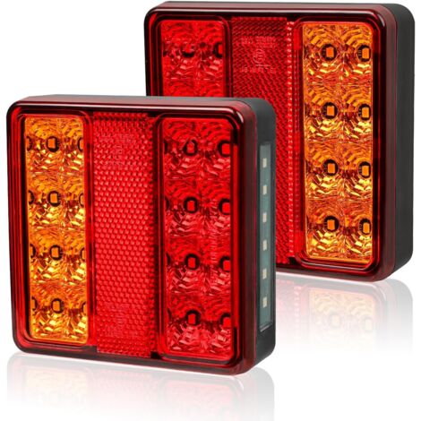 Feu Arrière LED - Lot de 2 - Aluminium Et Polycarbonate - Étanche IP67 - Pour Remorque Et Camion - 100x100mm (1/5)