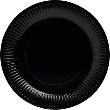 Assiettes en Carton - 20 Unités - Noir - Diamètre 23 cm - Résistantes aux Graisses - Pour Fêtes et Pique-niques (1/5)