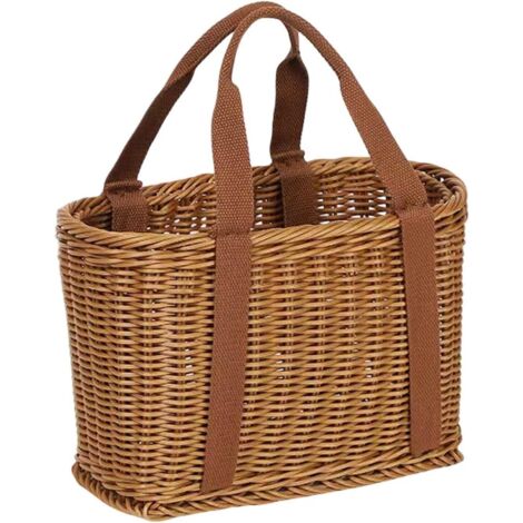 Panier à Provisions - 1 Unité - Osier Synthétique PP - Tissé Main Robuste - Courses Marché Pique-nique - Naturel (1/5)