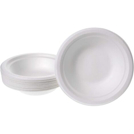 Bols Jetables En Bagasse - Lot De 25 - 350 Ml - Résistant Chaud Froid - Idéal Buffet Fête (1/4)