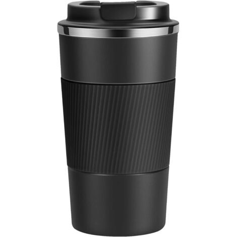 Tasse Isotherme - 1 Unité - Acier Inoxydable - Maintien Température 6h - Voyage Voiture Bureau - 500ml Noir (1/5)