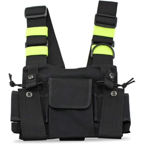 Harnais Radio - 1 Unité - Nylon - Sacoche Poitrine Réglable - Talkie-walkie Extérieur - Vert (1/5)