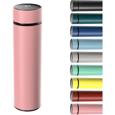 Bouteille Isotherme - 1 Unité - Acier Inoxydable - Affichage Température LED - Voyage Bureau École - 500ML Rose (1/5)