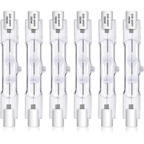 Ampoule Halogène R7S 78mm - Lot de 6 - 150W 230V - Dimmable 2800K - Pour Lampadaire et Extérieur (1/5)