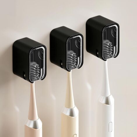 Support Brosse à Dents - Lot de 3 - ABS Noir - Étanche et Anti-poussière - Adhésif Sans Perçage - 2,6x3x4,4 cm (1/5)