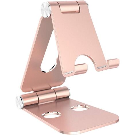 Support Téléphone Et Tablette - 1 Unité - Alliage D'Aluminium - Angle Réglable - Bureau Et Maison - Or Champagne (1/5)