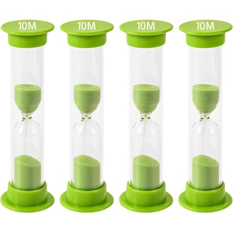 Sablier Enfant 10 Minutes - Lot de 4 - Acrylique Vert - Minuteur Visuel pour École et Maison - 9 cm (1/5)